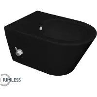 Wiesbaden Stereo wandcloset rimless met bidetkraan koudwater mat zwart