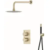Boss & Wessing Inbouw regendouche set bws gold pro wanduitloop 30 cm hoofddouche mat goud en zwart