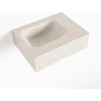 Mondiaz LEX Linen vrijhangende solid surface wastafel 40cm. Positie wasbak links