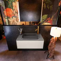 Mondiaz Erin 80cm badmeubel Linen met 1 lade en donkergrijze wastafel midden 1 kraangat