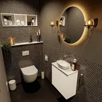 Mondiaz fowy toiletmeubel 50 cm kleur talc. Waskom positie midden kleur talc | talc. Zonder kraangat