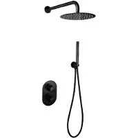 Sanilux Doucheset rubb inbouw met thermostaat, douchekop 25 cm, doucheslang en handdouche mat zwart