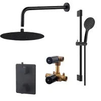 Wiesbaden Inbouw Regendouche Set 07 Caral met Glijstang Mat Zwart
