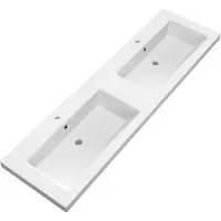 Brauer Solar Medium Dubbele Meubelwastafel 160x46cm Mineraalmarmer - 2 Kraangaten - Mat Wit - 8720359366375 - Rechthoekig - Wastafels, Meubelwastafels