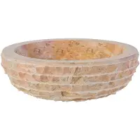 Boss & Wessing Waskom bws stone rond 35x35x15 cm met gepolijste binnenzijde natuursteen sunset creme