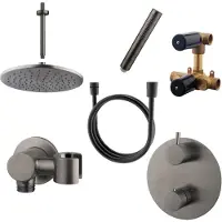 Boss & Wessing inbouw regendouche set cemal rond plafonduitloop gunmetal pvd coating