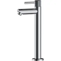 Sanilux Fonteinkraan hoog rofio opbouw rond met geribbeld knop chroom
