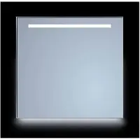 Sanicare Spiegel Q-Mirrors 85x70 cm Rechthoek Met Aan De Bovenkant & Onderzijde LED Cold White, Omlijsting Mat Zwart incl. ophangmateriaal Met Afstandsbediening