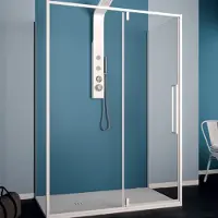 Lacus Douchecabine murano 100 cm helder glas met klapdeur aluminium profiel wit