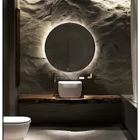 Martens & Meijer Badkamerspiegel Rond Miami Beach 80 cm Zwart Incl Indirecte Verlichting & Verwarming