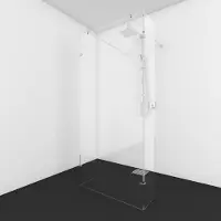 Van Rijn Vrijstaande douchewand helder glas incl 2 stabilisatiestangen 200x150x50 cm