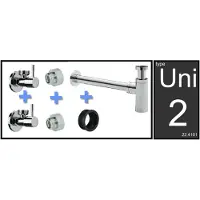 Xellanz Luxe fontein/wastafel aansluitset geno met sifon en hoekstopkranen chroom