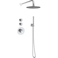 Sanilux Doucheset inbouw deluxe giles met box thermostaat douchekop 25 cm rond geribbelde knop chroom