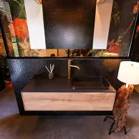Mondiaz Badkamermeubelset Erin 120 cm met 1 Lade met RIDGE Wastafel Rechts Urban met 1 kraangat Greeploos Mat Washed Oak