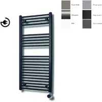 Sanicare Radiator paxton elektrisch 111,8x45 cm gunmetal thermostaat chroom linksonder