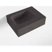 Mondiaz LEX Dark_grey vrijhangende solid surface wastafel 40cm. Positie wasbak links