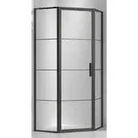 Boss & Wessing Bws douchecabine vijfhoek frame 90x200 cm 8 mm nano glas mat zwart raster