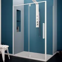 Lacus Douchecabine murano klapdeur 140x200 cm 6 mm met zijwand helder glas wit