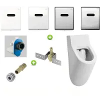 Salenzi Urinoir set hung achterinlaat mat wit met tece drukplaat elektronisch