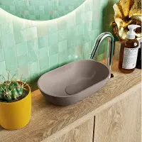 Mondiaz POOLE solid surface opzetkom kleur Smoke | Smoke. Afmeting 30x18x8cm