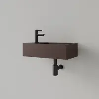 Gliss Design Fontein freya solid marble 40x22x10 cm met kraangat links mat choco bruin