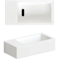 Clou flush fontein met voorbewerkt kraangat links met geintegreerde afvoer mat wit keramiek 36 cm