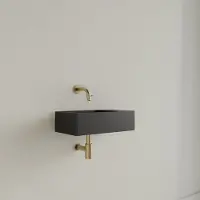 Gliss Design Fontein freya solid marble 40x22x10 cm zonder kraangat rechts mat zwart