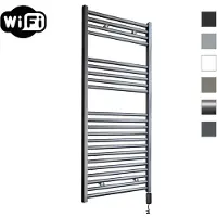 Sanicare elektrische design radiator 45x112cm gunmetal met WiFi en thermostaat rechts zwart