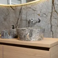Loutro Waskom bali t rond 40x40x15 cm marmer taupe