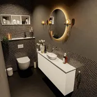 Mondiaz Fowy toiletmeubel 120cm talc met witte waskom midden zonder kraangat