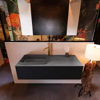 Mondiaz Erin 120cm badmeubel Urban met 1 lade en donkergrijze wastafel links 1 kraangat