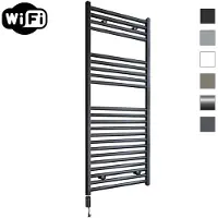 Sanicare Elektrische radiator hwv met wifi 111,8x60 cm mat zwart 730w met thermostaat zwart linksonder