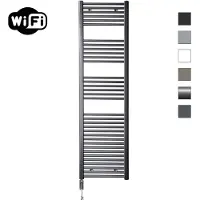 Sanicare elektrische design radiator 45x172cm gunmetal met WiFi en thermostaat links chroom