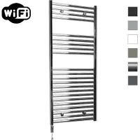 Sanicare elektrische design radiator 45x112cm chroom met WiFi en thermostaat links chroom