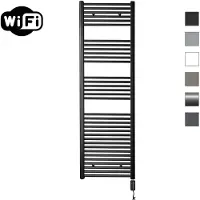 Sanicare elektrische design radiator 45x172cm zwart mat met WiFi en thermostaat rechts zwart