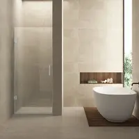 Wiesbaden Nisdeur less 200 cm 8 mm nano helder glas geborsteld staal