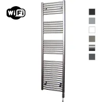 Sanicare elektrische design radiator 45x172cm inox-look met WiFi en thermostaat rechts zwart