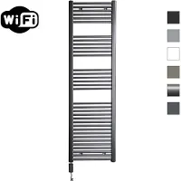 Sanicare Elektrische radiator hwv met wifi 172x45 cm gunmetal 920w met thermostaat zwart linksonder