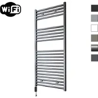 Sanicare elektrische design radiator 45x112cm gunmetal met WiFi en thermostaat links zwart
