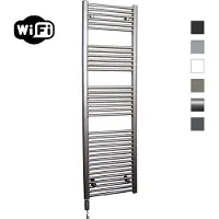 Sanicare Elektrische radiator hwv met wifi 172x60 cm inox look 1127w met thermostaat zwart linksonder