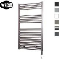 Sanicare elektrische design radiator 60x112cm inox-look met WiFi en thermostaat rechts chroom