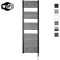 Sanicare elektrische design radiator 60x172cm zwart mat met WiFi en thermostaat rechts chroom