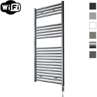 Sanicare elektrische design radiator 60x112cm gunmetal met WiFi en thermostaat rechts chroom
