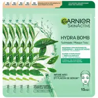 Garnier SkinActive Hydra Bomb Sheet Mask Groene Thee - 5 Stuks - Gezichtsmasker voor Normale & Gemengde Huid