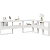 vidaXL Boekenkast Hoofdeinde L-vormig 140 cm massief grenenhout wit