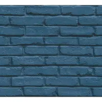 A.S. Création BAKSTENEN BEHANG | Industrieel - blauw - Attractive