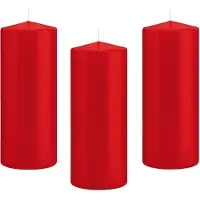 Trend Candles Cilinderkaars/stompkaars - 10x - rood - 8 x 20 cm - 119 branduren - horeca kaarsen