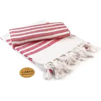 Artg Hamamzz - Hamamdoek - Original Dalaman De Luxe - Wit/Rood - 100 x 180 cm - AR053