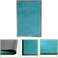 The Living Store - Deurmat - Cyaan - 60 x 40 cm - Anti-slip PVC - Machinewasbaar