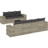 vidaXL 8-delige Loungeset met kussens poly rattan lichtgrijs